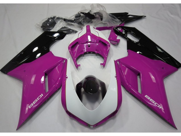 2007-2012 Gloss Pink & White Ducati 848 1098 1198 Fairings