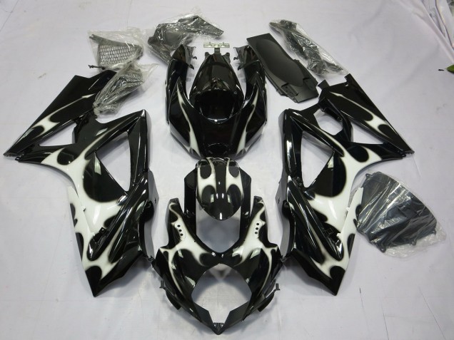 Best Aftermarket 2008-2010 Black and White Design Suzuki GSXR 600-750 Fairings