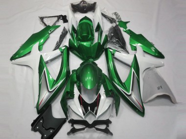 Best Aftermarket 2008-2010 Gloss Green and White Suzuki GSXR 600-750 Fairings