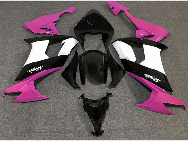 2008-2010 Gloss Pink Black and White Kawasaki ZX10R Fairings