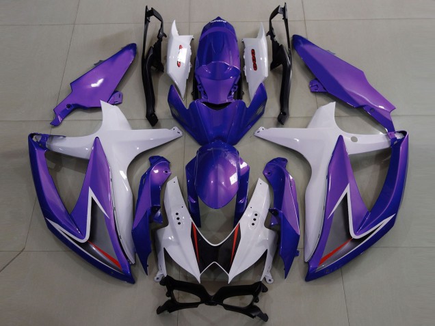 Best Aftermarket 2008-2010 Gloss Purple & White Suzuki GSXR 600-750 Fairings