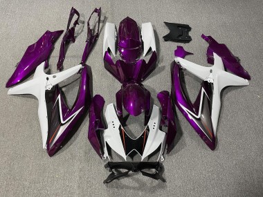 Best Aftermarket 2008-2010 Gloss Purple and White Suzuki GSXR 600-750 Fairings