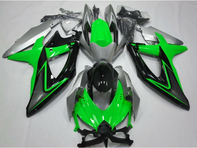 Best Aftermarket 2008-2010 Green and Silver Suzuki GSXR 600-750 Fairings