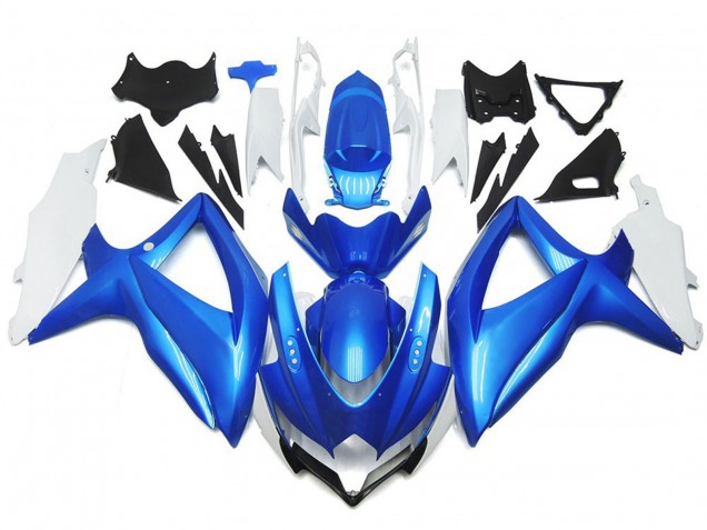 Best Aftermarket 2008-2010 Light Blue and White Custom Style Suzuki GSXR 600-750 Fairings