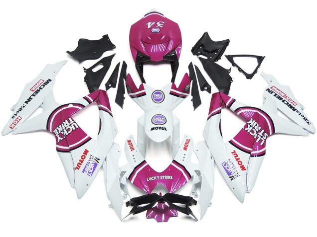 2008-2010 Pink 34 Lucky Strike Suzuki GSXR 600-750 Fairings