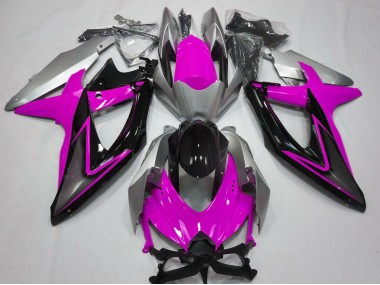 Best Aftermarket 2008-2010 Pink and Silver Suzuki GSXR 600-750 Fairings