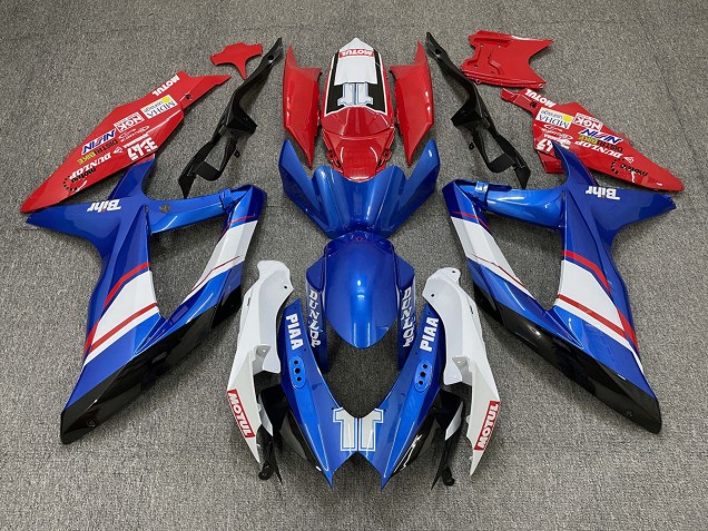 2008-2010 Red Blue and White Gloss Custom Style Suzuki GSXR 600-750 Fairings