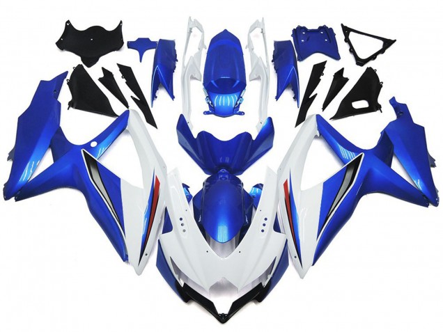 2008-2010 Shining Gloss White With Silver and blue Suzuki GSXR 600-750 Fairings