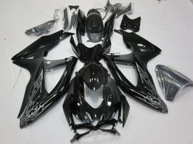 2008-2010 Silver and Black Suzuki GSXR 600-750 Fairings