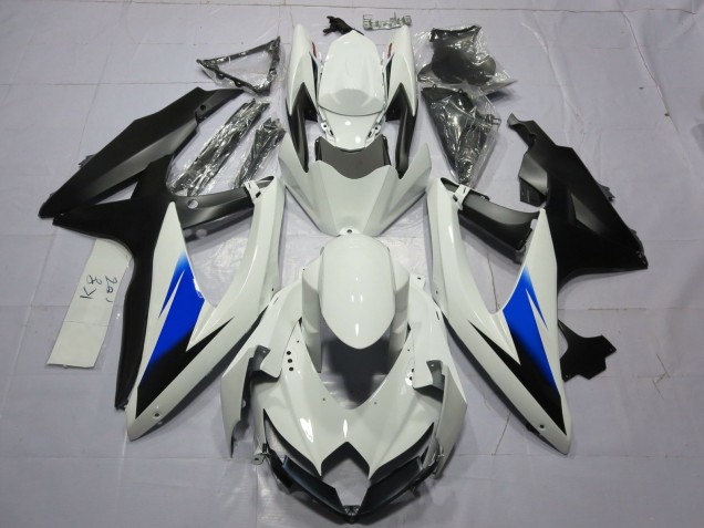 2008-2010 White and Black Suzuki GSXR 600-750 Fairings