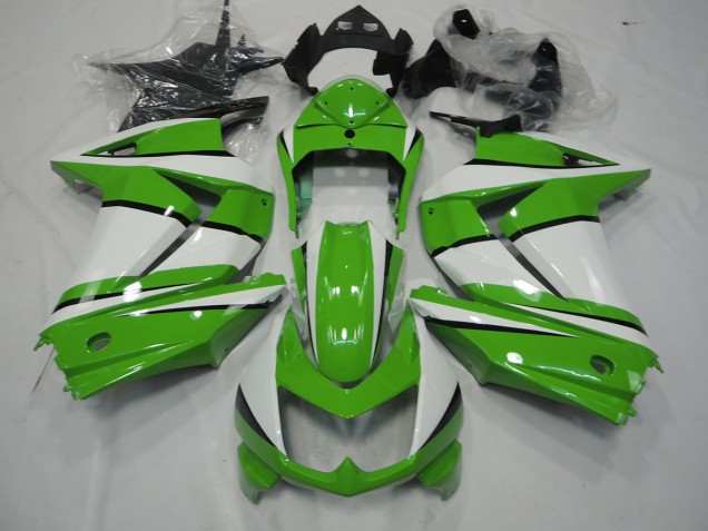 2008-2013 Green and White Kawasaki Ninja 250 Fairings