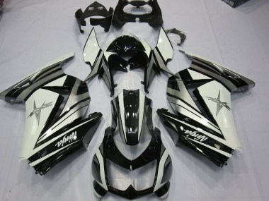 Best Aftermarket 2008-2013 White Silver Star Kawasaki Ninja 250 Fairings