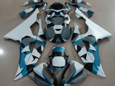 Best Aftermarket 2008-2016 Glacier Blue Snow Camo Yamaha R6 Fairings