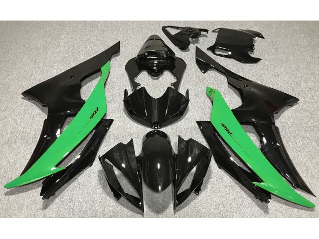 2008-2016 Gloss Black & Green Yamaha R6 Fairings