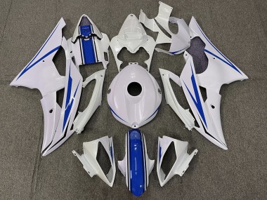 2008-2016 Gloss White and Blue Yamaha R6 Fairings