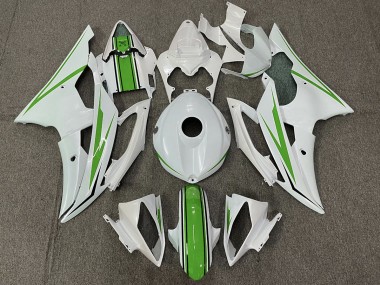 Best Aftermarket 2008-2016 Gloss White and Green Yamaha R6 Fairings