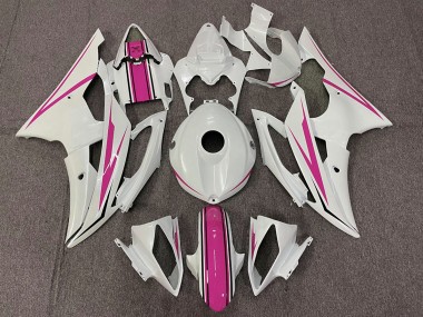 Best Aftermarket 2008-2016 Gloss White and Pink Yamaha R6 Fairings