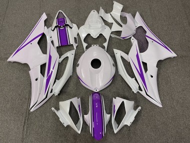 2008-2016 Gloss White and Purple Yamaha R6 Fairings