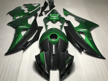 2008-2016 Green w Carbon Style Yamaha R6 Fairings