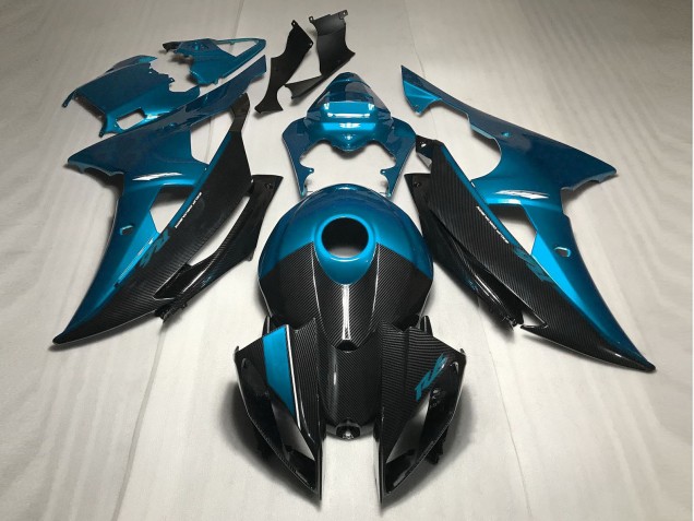 Best Aftermarket 2008-2016 Light Blue w Carbon Style Yamaha R6 Fairings