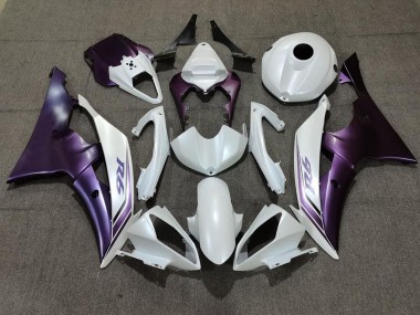 2008-2016 Matte White and Purple Yamaha R6 Fairings