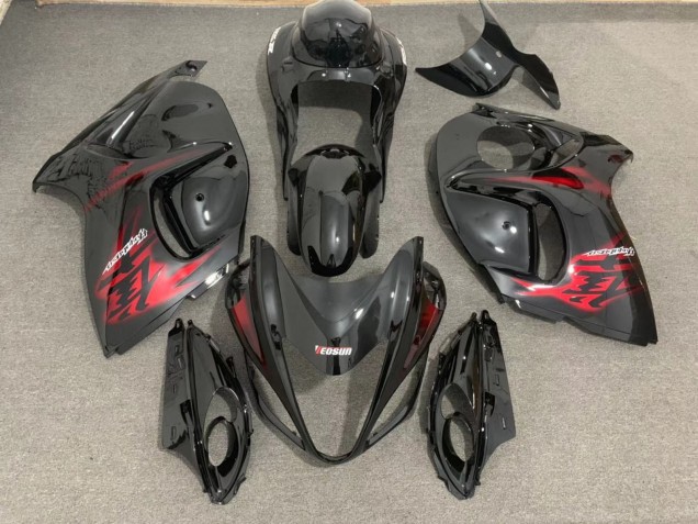 Best Aftermarket 2008-2019 Gloss Black & Red Suzuki GSXR 1300 Fairings