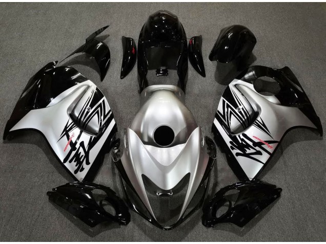 Best Aftermarket 2008-2019 Gloss Black & Silver Design Suzuki GSXR 1300 Fairings