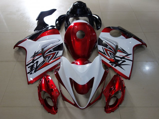 2008-2019 Gloss Red & White Design Suzuki GSXR 1300 Fairings