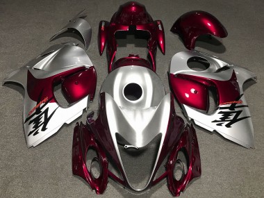 2008-2019 Gloss Red and Silver Suzuki GSXR 1300 Fairings