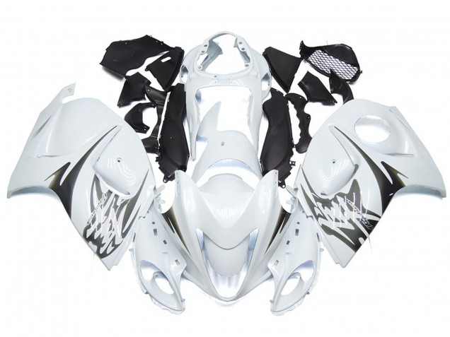 Best Aftermarket 2008-2019 Gloss White with Silver Style Suzuki GSXR 1300 Fairings