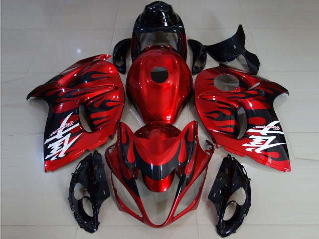 2008-2019 Vibrant Red & Flame Suzuki GSXR 1300 Fairings