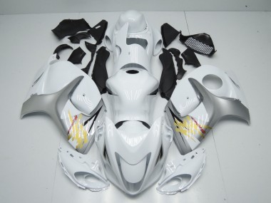 2008-2019 White and Silver Suzuki GSXR 1300 Fairings