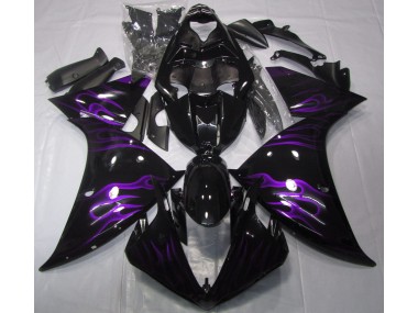 Best Aftermarket 2009-2012 Black & Purple Flame Yamaha R1 Fairings