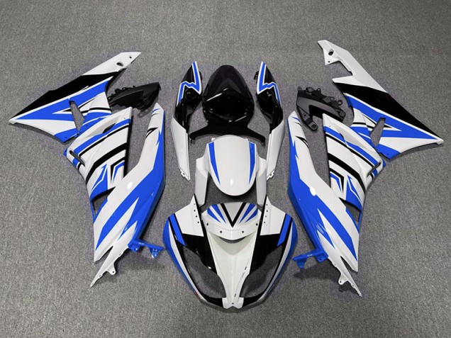 2009-2012 Blue White and Black Zag Kawasaki ZX6R Fairings