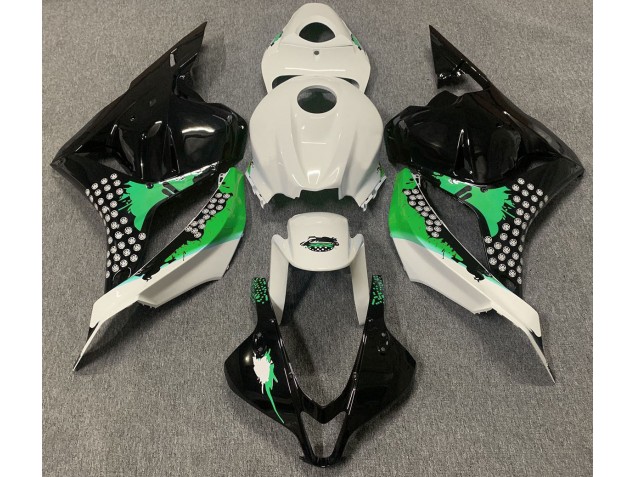 2009-2012 Gloss White & Green Splatter Honda CBR600RR Fairings