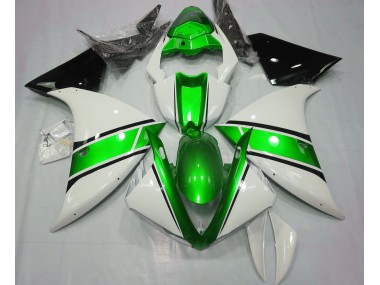 Best Aftermarket 2009-2012 Gloss White and Metallic Green Yamaha R1 Fairings