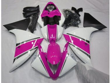 Best Aftermarket 2009-2012 Gloss White and Pink Yamaha R1 Fairings