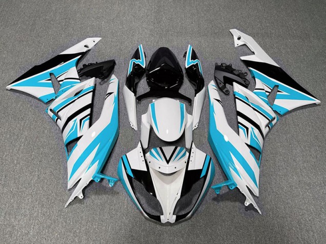 2009-2012 Light Blue White and Black Zag Kawasaki ZX6R Fairings