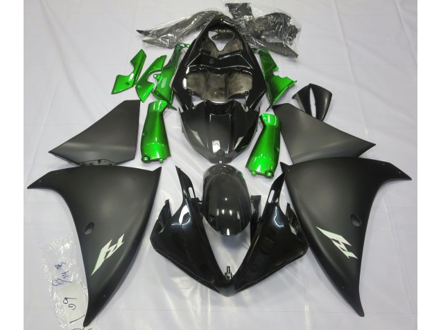 2009-2012 Matte Black & Green Yamaha R1 Fairings