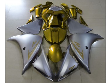 Best Aftermarket 2009-2012 Matte Silver & Gold Yamaha R1 Fairings