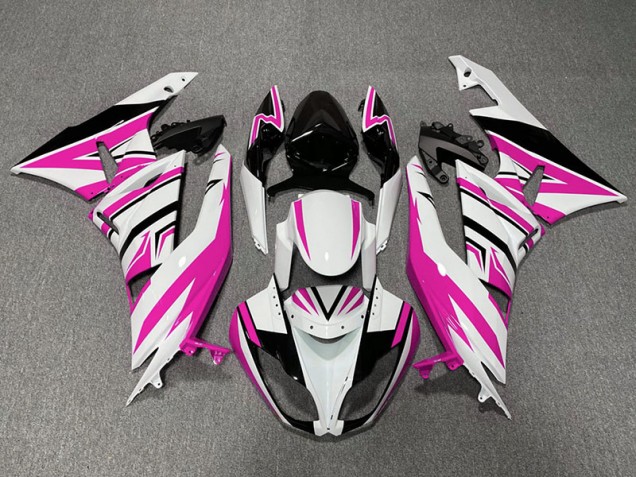 2009-2012 Pink White and Black Zag Kawasaki ZX6R Fairings