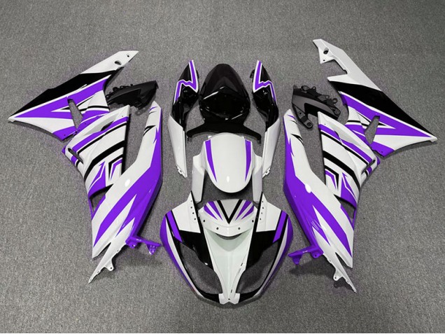 2009-2012 Purple White and Black Zag Kawasaki ZX6R Fairings