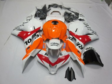 2009-2012 White Orange Repsol Honda CBR600RR Fairings