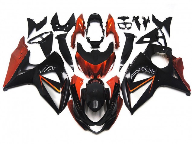 Best Aftermarket 2009-2016 Custom Orange and Black with Silver inlay Suzuki GSXR 1000 Fairings