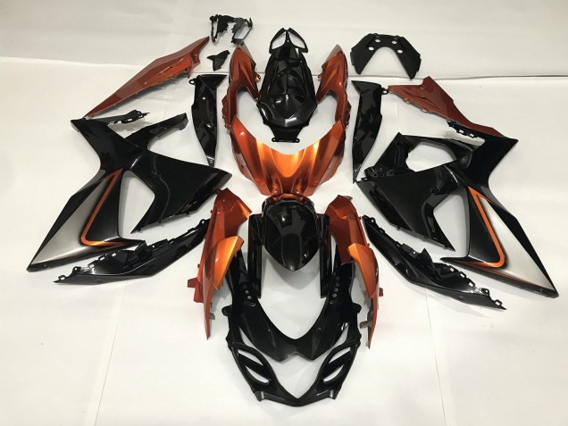 2009-2016 Gloss Black and Shiny Orange Suzuki GSXR 1000 Fairings