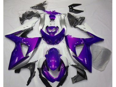 Best Aftermarket 2009-2016 Gloss Purple & White Suzuki GSXR 1000 Fairings