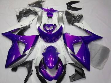 Best Aftermarket 2009-2016 Gloss Purple & White Suzuki GSXR 1000 Fairings