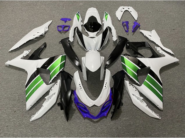 Best Aftermarket 2009-2016 Gloss White Green Black and Purple Suzuki GSXR 1000 Fairings