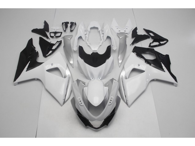 Best Aftermarket 2009-2016 Gloss White and Silver Suzuki GSXR 1000 Fairings