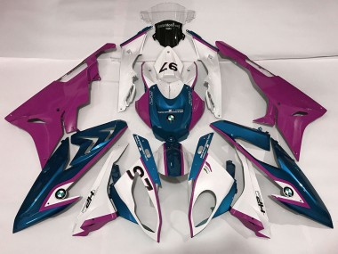 2009-2018 Gloss White & Pink and Blue BMW S1000RR Fairings